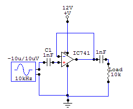 Voltage Follower using 741 IC