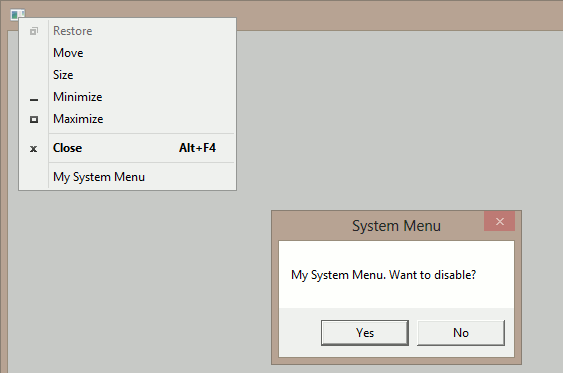 GetSystemMenu Demo Application screen shot