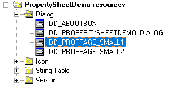 property sheet demo dialog resource