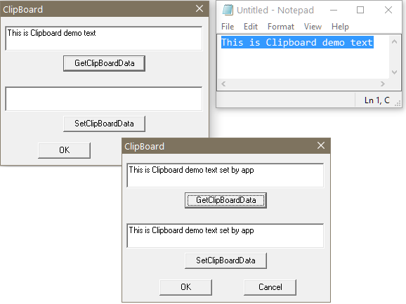 Get/SetClipboardData example demo application