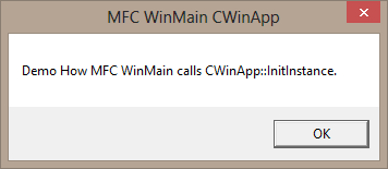 WinMain calling CWinApp::InitInstance()